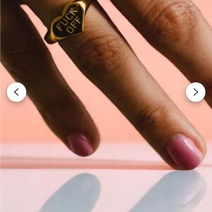 F**K OFF Gold Heart Statement Ring